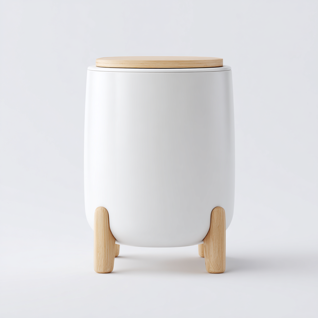 Minimalist Pop-Up Desktop Trash Can - White